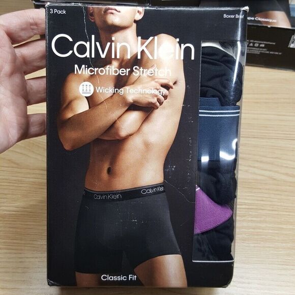 CALVIN KLEIN Mens 3-Pack Small Black Boxer Brief Microfiber Stretch Classic Fit - Picture 2 of 4